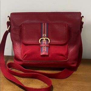 The Sak Red Crossbody Bag with Gold Accents